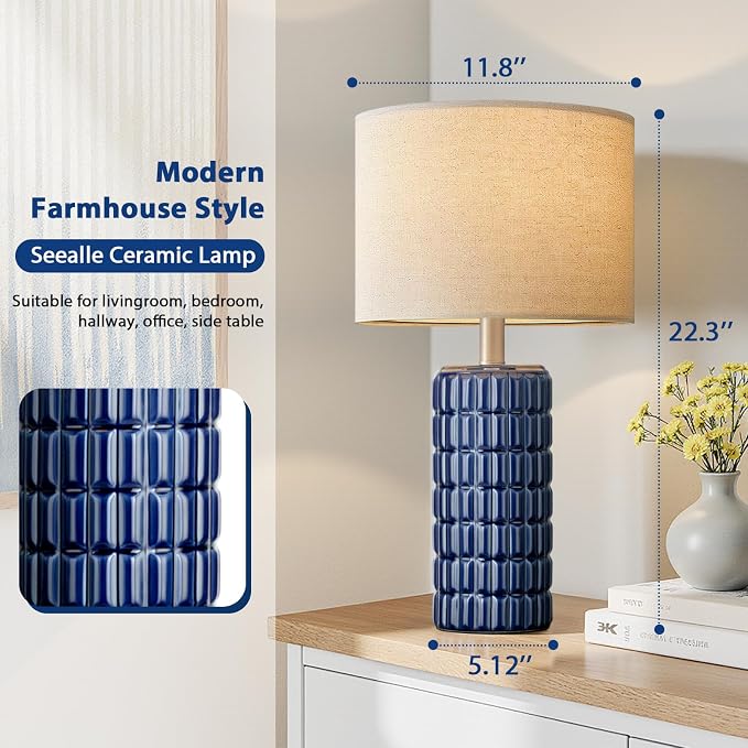 23" Modern Ceramic Table Lamps Set of 2 - Image 7