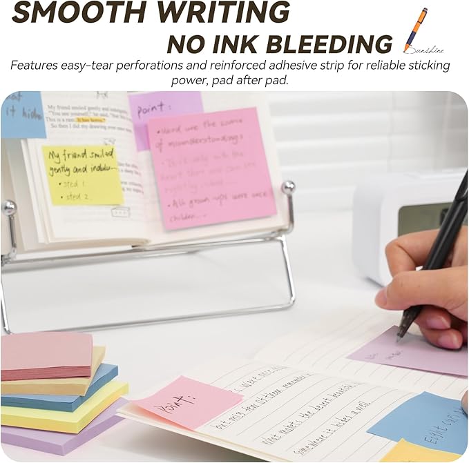 Sticky Notes 3x3in + 2x1.5in Small Sticky Note, 12 Pack 6 Colors Self-Sticky Note Pads | Sticks Strong & Removes Clean | Recycled Paper Cute Sticky Notes to School Supplies, Office Products-DeskLoop Office
