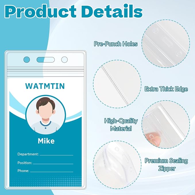50 PCS Plastic Badge Holder, Vertical Name ID Card Badge Holders | Extra Thick - Image 5
