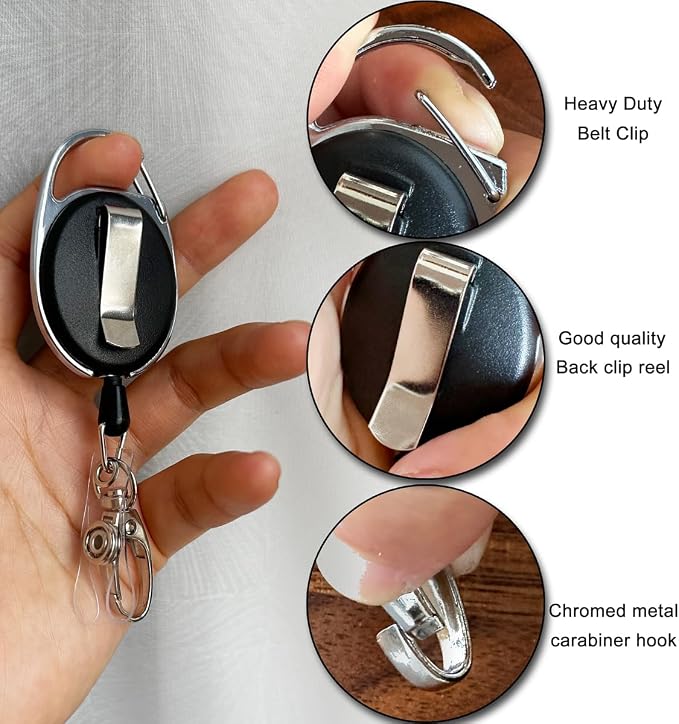 Retractable Badge Reel with Claw Clasp and Clip - Image 2