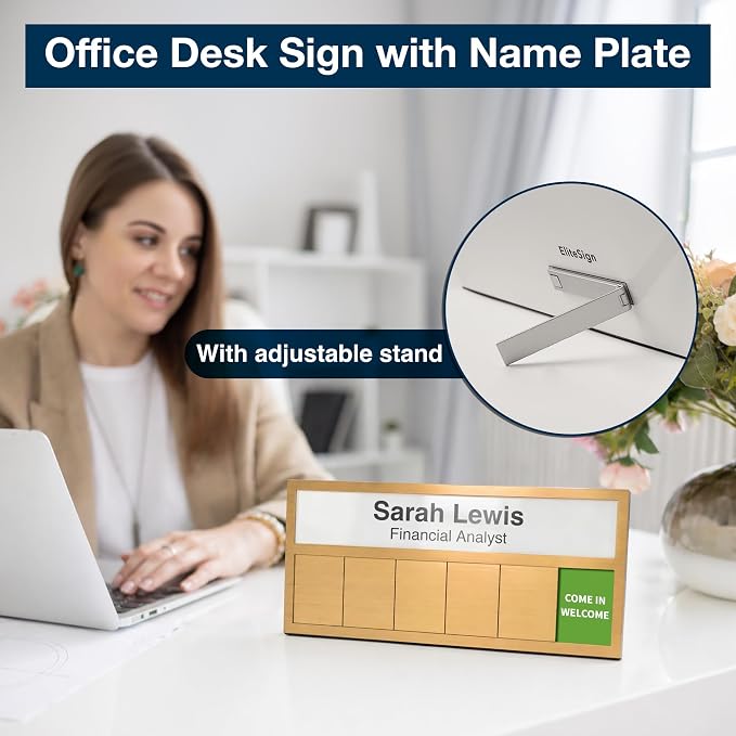 Name Plate for Desk& Office Door Sign, 6 Options Do Not Disturb, In A Meeting - Image 6