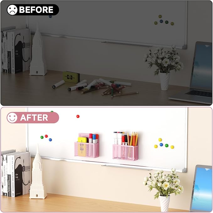 Marbrasse Magnetic Dry Erase Marker Holder, Mesh Pen Holder - Image 7