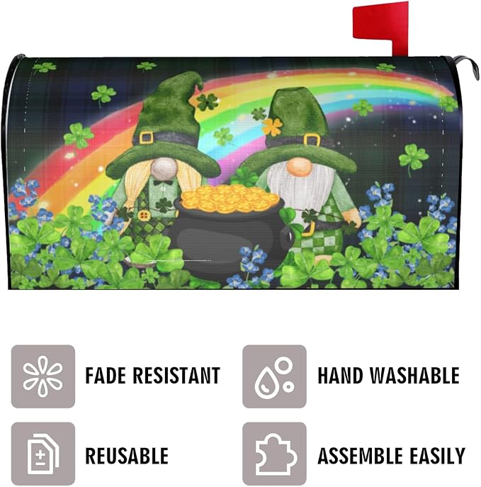 Irish St. Patrick's Day Shamrock Mailbox Cover, 25.5 X 21 Wrap Case Decorative - Image 3