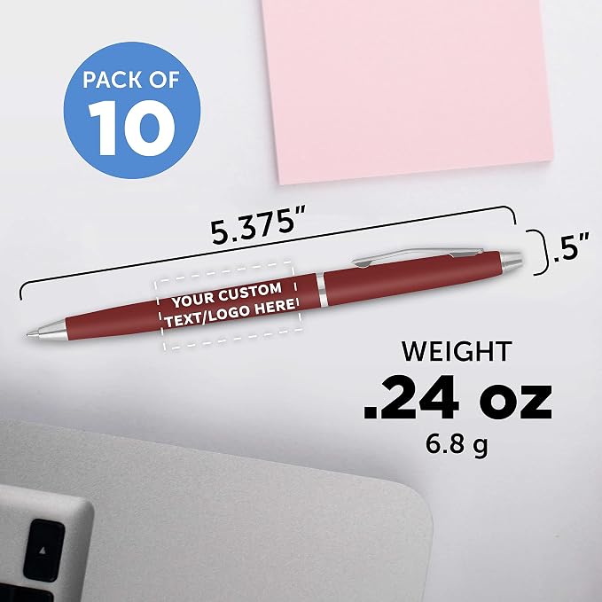 DISCOUNT PROMOS Custom Langham Ballpoint Pens Set of 10, Personalized Bulk Pack - Image 5