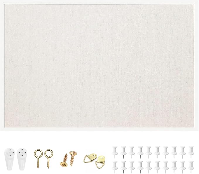 OWLKELA 24'' x 36'' Linen Bulletin Board, Vision Board and Decorative Hanging by OWLKELA