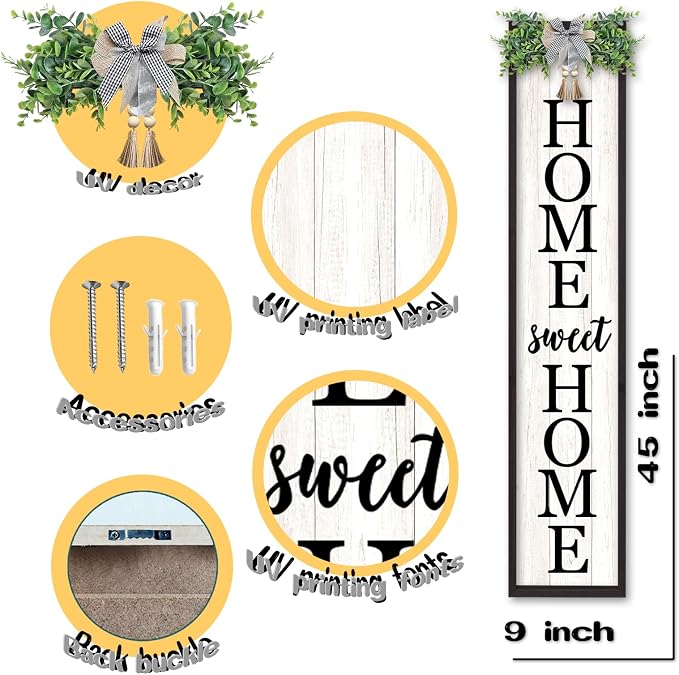 LuZhiQiang Welcome Sign for Front Porch Outdoor Home Sweet Home, Rustic Outside - Image 2