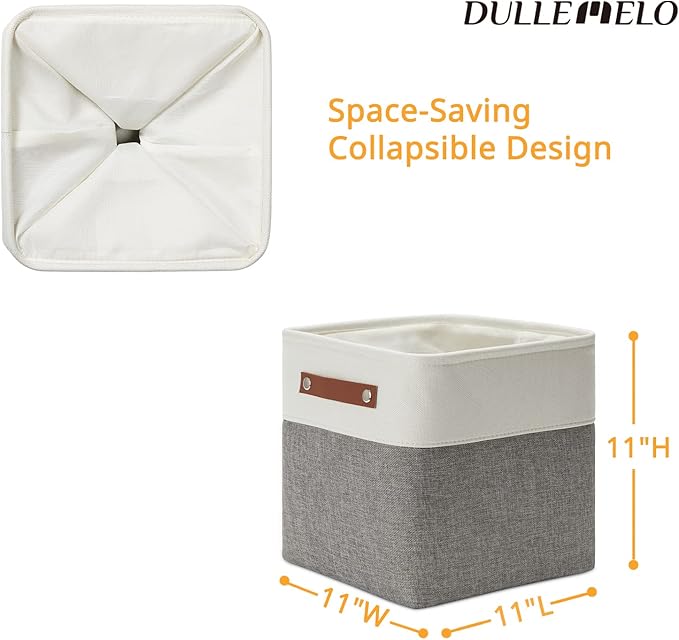 DULLEMELO 11 Inch Cube Storage Bins Fabric Storage Cubes 4 Pack Foldable Cube Storage Baskets for Cube Organizer, Cube Storage Organizer Bins for Home Office Organizer Closet, Shelves, Toy, Nursery-DeskLoop Office