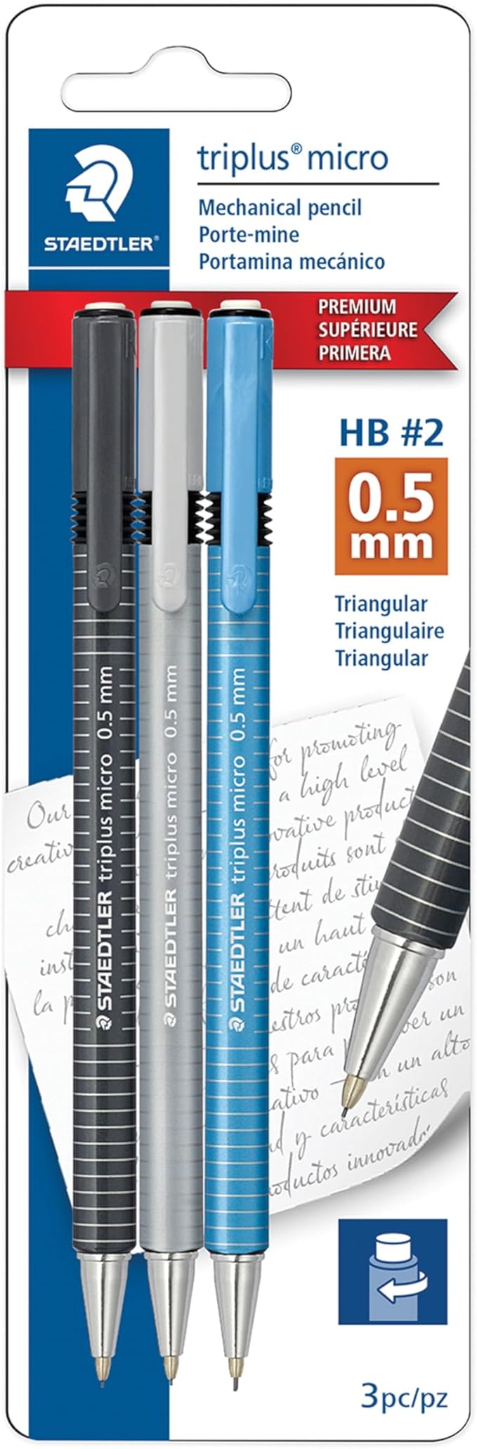 STAEDTLER triplus Micro 0.5mm Mechanical Pencils 3-pack: Retractable & by Staedtler