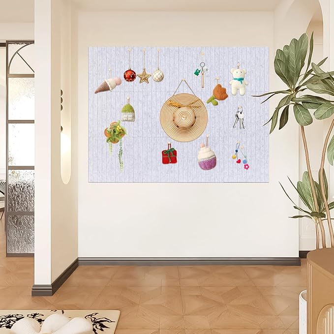 Large Cork Board Alternative, 15 Pack Felt Board with Safe Removable Adhesive Tabs Felt Wall Tiles, Large Cork Boards for Walls, Cork Board for Home Office, Pin Boards for Walls, Stripe Marble White-DeskLoop Office