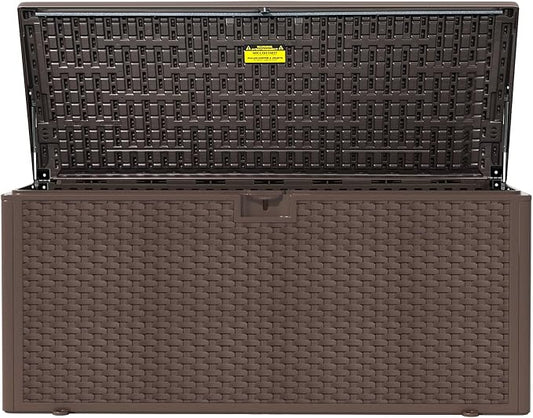 PATIOEASY 180GAL Deck Box -Grey, Wheeled Footlocker, Waterproof Resin Storage by Unknown