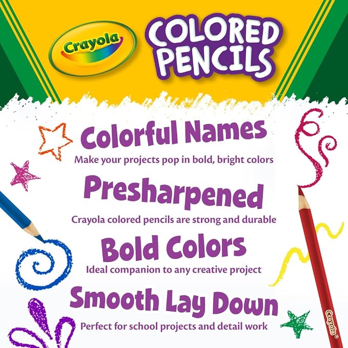 Crayola Colored Pencils, Kids Pencil Set, Pre-Sharpened Coloring Book Pencils - Image 4