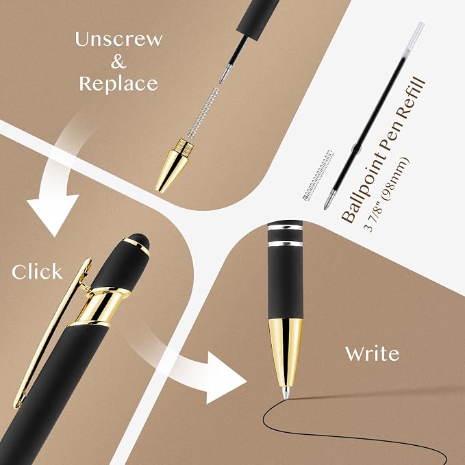 LINFANC 12 Pack Black Gold Ballpoint Pen - Image 3