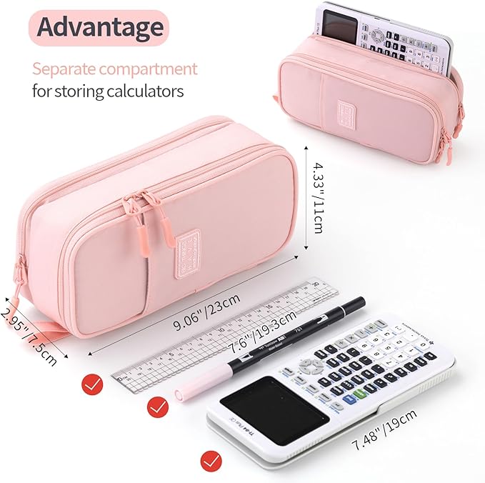 CICIMELON Large Pencil Case Big Storage Pen Pouch Bag with Compartment for School Supplies Office College Teen Boys Girls Adults, Upgraded Pink-DeskLoop Office
