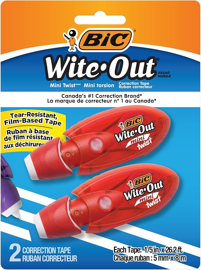 BIC Wite-Out Mini Twist Correction Tape, No Dry Time, Tear Resistant Tape - Image 7
