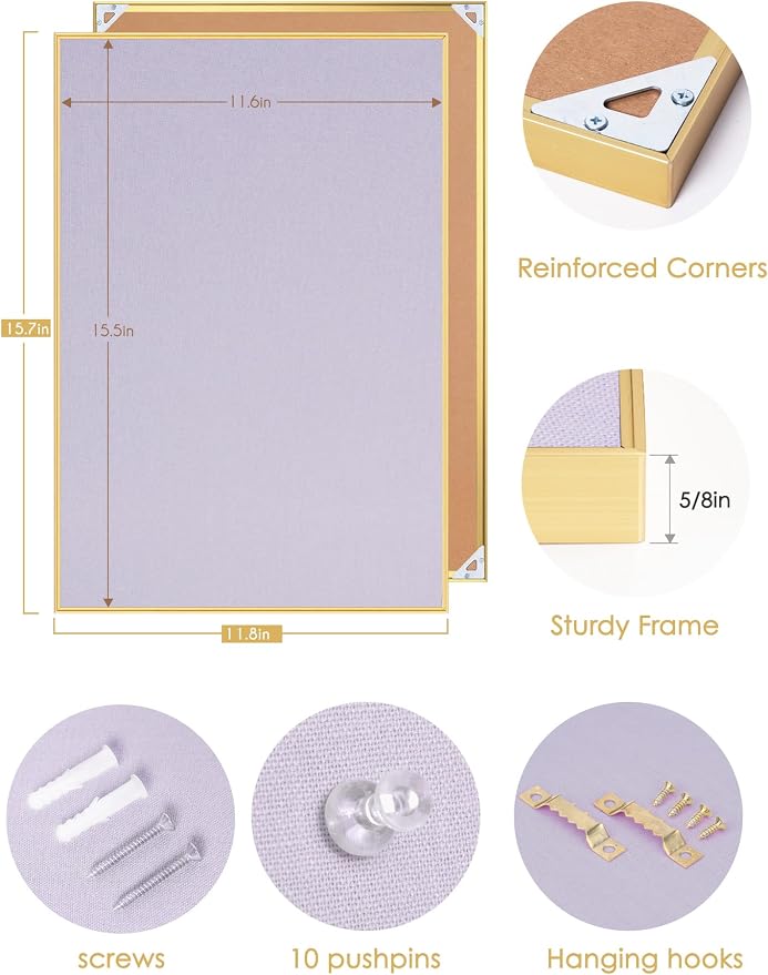 Lightomorrow Bulletin Board 16 x 12 inches, Light Lavender Pin Board - Image 8