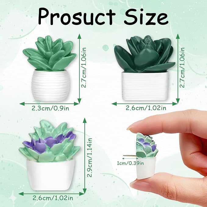 9 Pieces Push Pins Succulent Plants Floret Thumbtacks - Image 2
