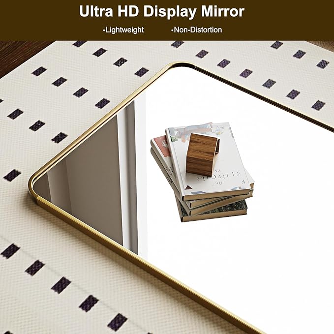 HARRITPURE 66x23 inch Rounded Full Length Mirror Aluminum Frame Mirror Full Length Floor Mirror with Stand for Living Room Bedroom Cloakroom,Gold-DeskLoop Office
