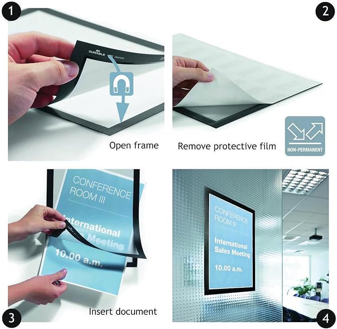 Durable Duraframe Self Adhesive Magnetic Sign Holder in Half Letter-Size 5.5" x - Image 4