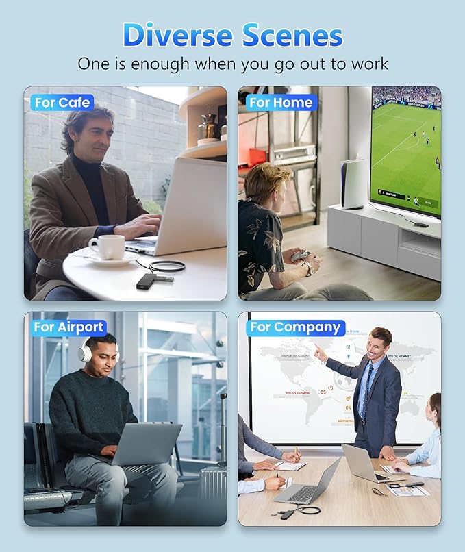 Aceele USB Hub 3.0 Splitter with 2 USB-C and 2 USB-A, 4 Ports Ultra-Slim Multiport Expander Adapter with 4ft Extension Long Cable Cord, USB Extender for Desktop, Computer, PC, Laptop, iMac and More-DeskLoop Office