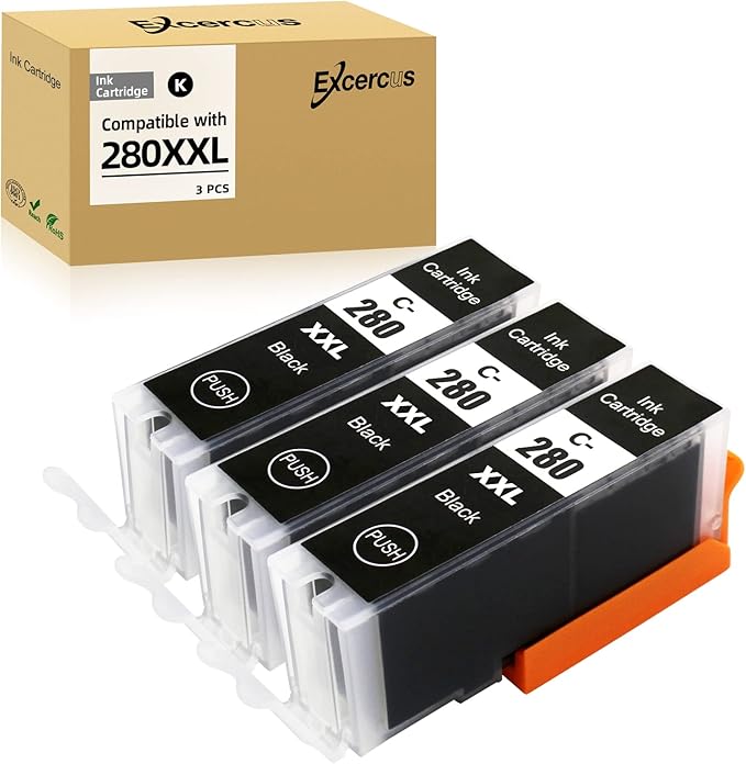 Compatible Ink Cartridge Replacement for for Canon pg280 bk PGI-280 PGI-280XXL BK Black Ink TankWorks for PIXMA TR7520 TR8520 TR8620 TS6120 TS6320 TS8220 TR8622 TS9120 Printers（3Pack）-DeskLoop Office