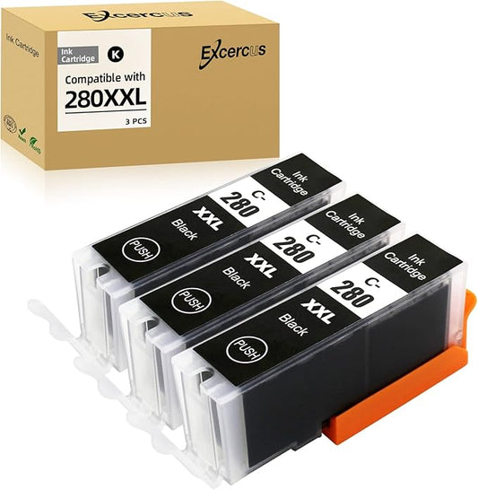 Compatible Ink Cartridge Replacement for for Canon pg280 bk PGI-280 PGI-280XXL BK Black Ink TankWorks for PIXMA TR7520 TR8520 TR8620 TS6120 TS6320 TS8220 TR8622 TS9120 Printers（3Pack）-DeskLoop Office
