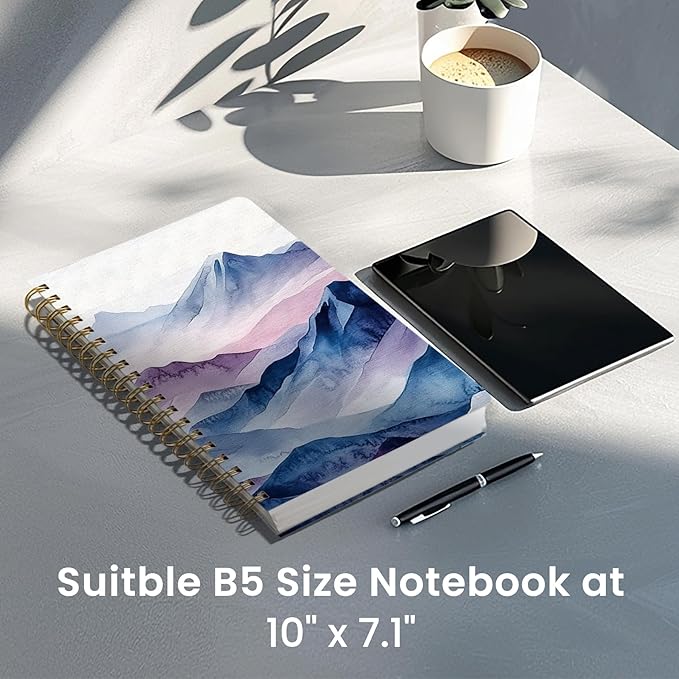 Lined Spiral Notebook Journal for Work, 300 Pages Thick B5 (7.1"x10") College Ruled Journal for Women & Writing, Hardcover Notebook for Note Taking, Perfect for Office Home School, Distant Peak-DeskLoop Office