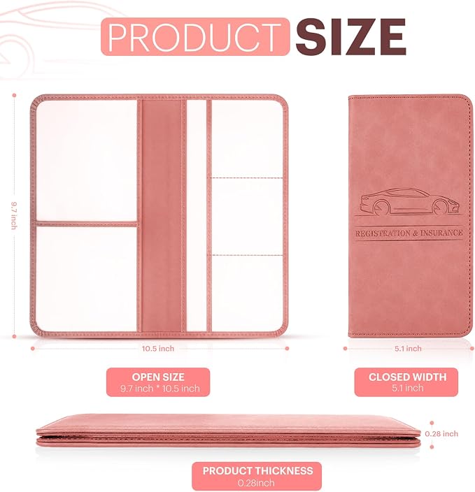 Car Registration and Insurance Card Holder, Magnetic Closure Leather Vehicle - Image 2