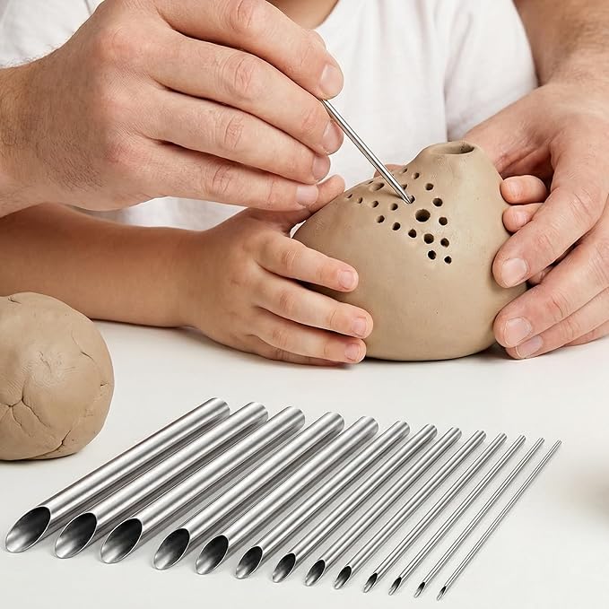12PCS Stainless Steel Silver Hole Punch, Stainless Steel Circular Clay Hole - Image 5