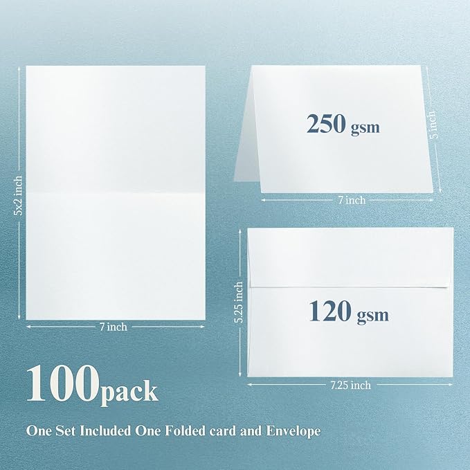 White Shimmer 5x7 Blank Cards and Envelopes, Goefun Pearl White Folded - Image 2