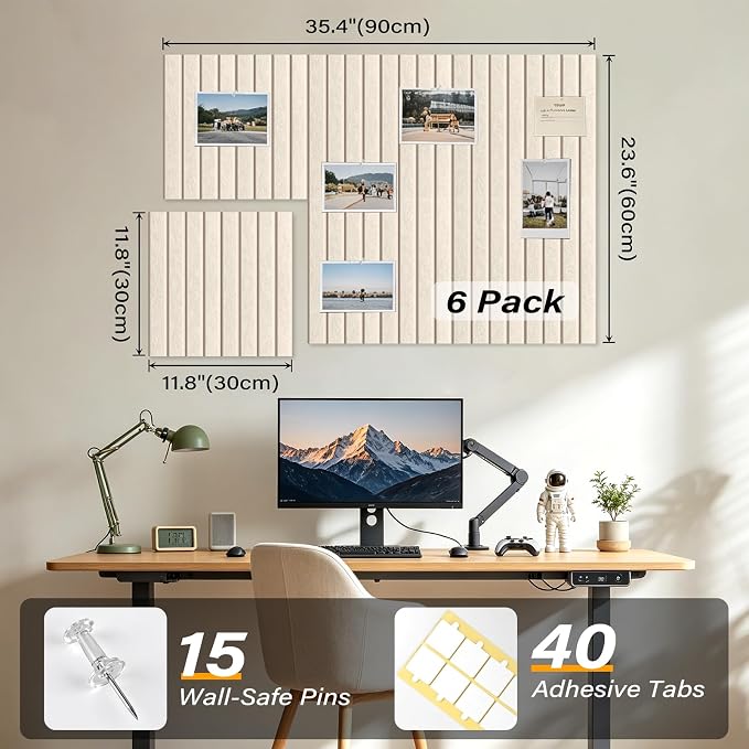 Large Felt Bulletin Board，36" x 24" 6 Pack Cork Board Alternative - Image 3