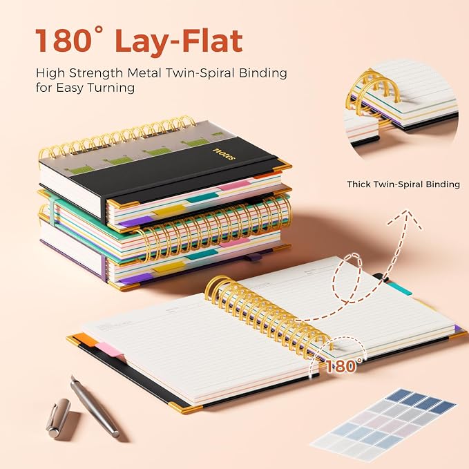 XYark A5 Hardcover Spiral Notebook, 6.3"x8.5" College Ruled Notebooks - Image 3