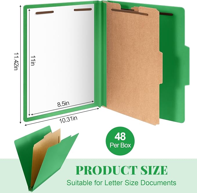 Skyygemm 48 Pcs Classification Folders Letter Size, 1 Divider Pressboard File - Image 2