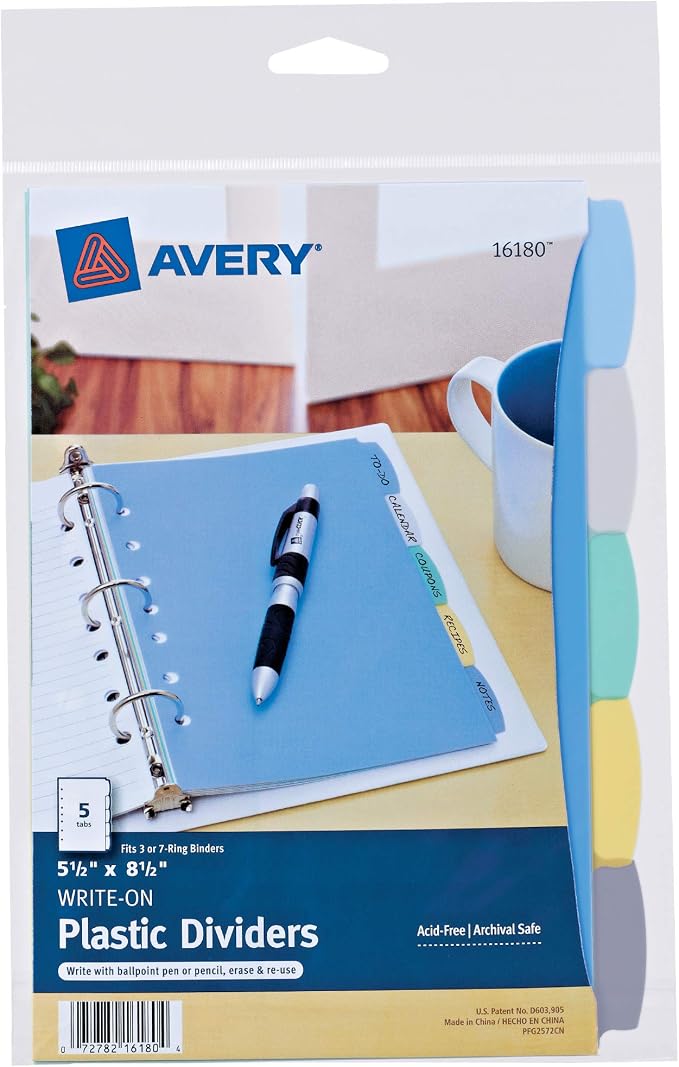 Avery Write & Erase Durable Plastic Mini Dividers by Avery