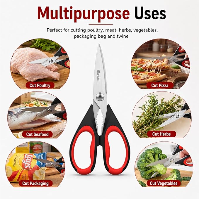 iBayam Kitchen Scissors All Purpose Heavy Duty 2 Pack - Image 3
