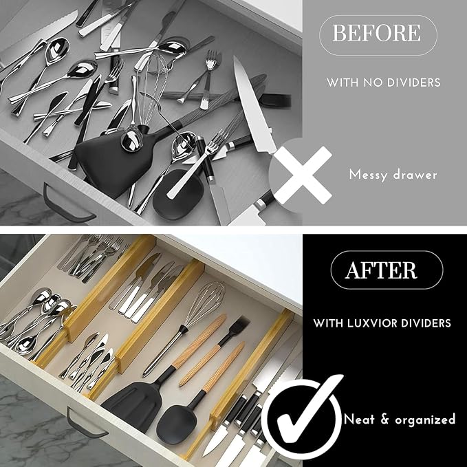 Expandable Bamboo Drawer Dividers 8 pack - Image 3