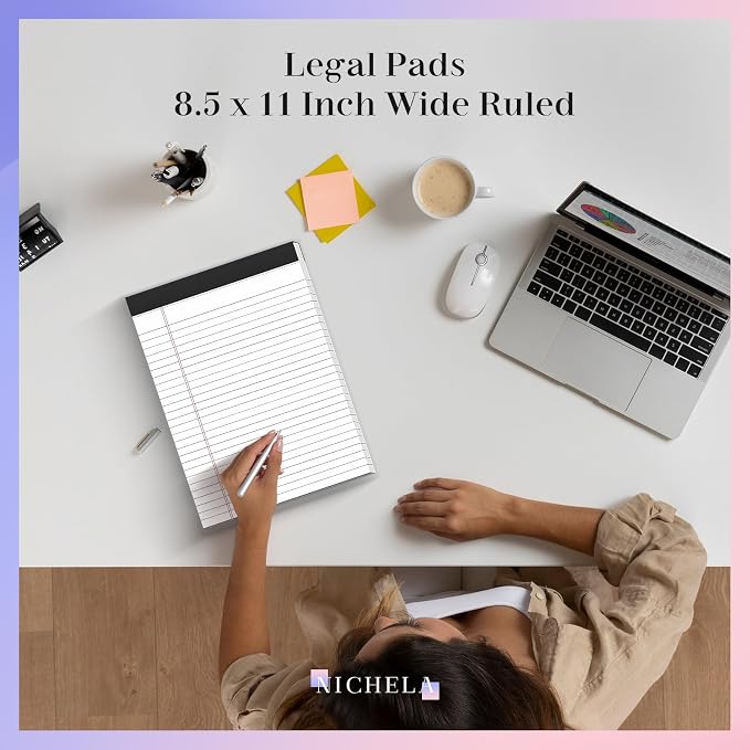 Nichela 2 Pack Legal Pads 8.5 x 11 White Note Pads 8.5 x 11 Notepad Micro - Image 6