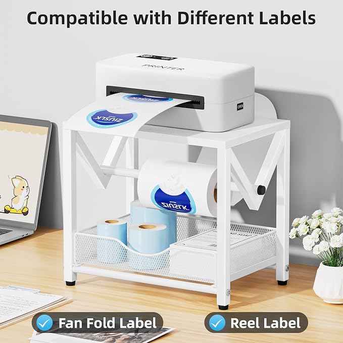 Marbrasse Label Holder for Rolls and Fanfold Labels, Wood Label Printer Holder - Image 4