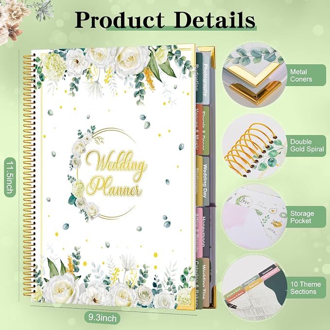 VinTS 176 Pages Wedding Planner, Engagement Wedding Planner Gift - Image 2