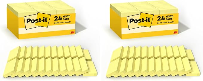 Post-it Notes, 1/3/8 x 1 7/8 in, 24 Sticky Notes Pads, 100 Sheets per Pad by Unknown