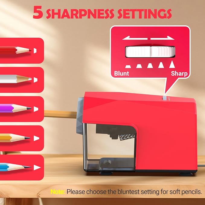 AFMAT Electric Pencil Sharpener, Fast & Hands-Free, 10K+ Uses, 5 Nibs, Fully - Image 5