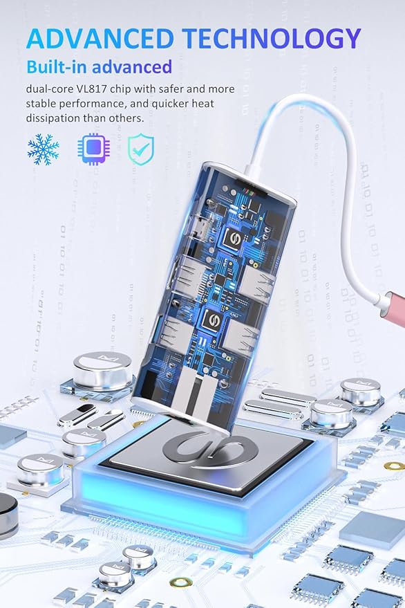 UtechSmart USB C Hub, Ethernet Multiport Adapter 6 in 1 USB C to HDMI Dock Compatible for MacBook Pro/Air, Chromebook, Dell XPS, HP and Type C Devices (Gigabit Ethernet 100W PD 4K HDMI USB 3.0) Pink-DeskLoop Office