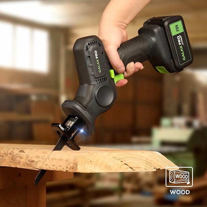 GALAX PRO 20V Cordless Reciprocating Saw, 0-3000RPM Variable Speed Power Reciprocating with 4.0Ah Battery, 2pcs Wood Blades & 1pcs Metal Blade-DeskLoop Office