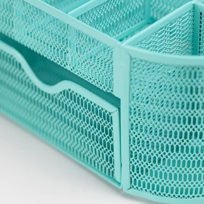 BLU MONACO Aqua Desk Organizer | Metal Stationery Holder - Image 5