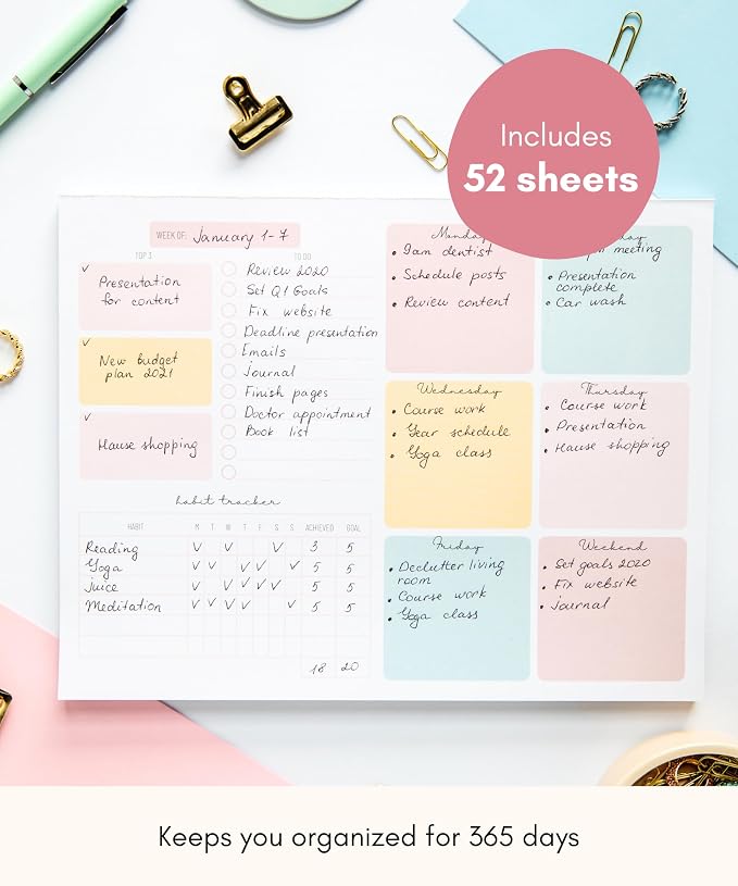 Lamare Weekly Planner Notepad – Premium Undated Weekly To Do List Notepad - Image 6
