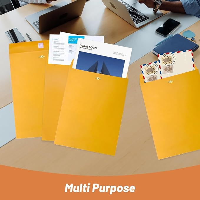 Manila Clasp Envelopes 10x13 100 Pcs, Creebe Large Brown Yellow 10 x 13 - Image 7