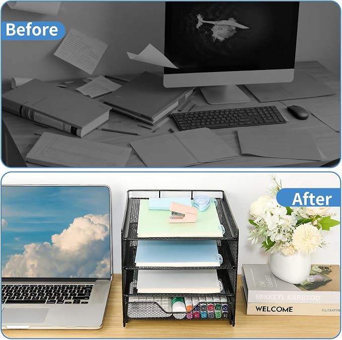 OPNICE Desk Organizers and Accessories, 4-Tier Desktop File Organizer - Image 4