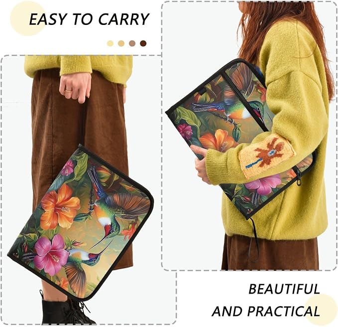 Expanding File Folder Hummingbirds Butterflies Spring Floral Accordion File - Image 2