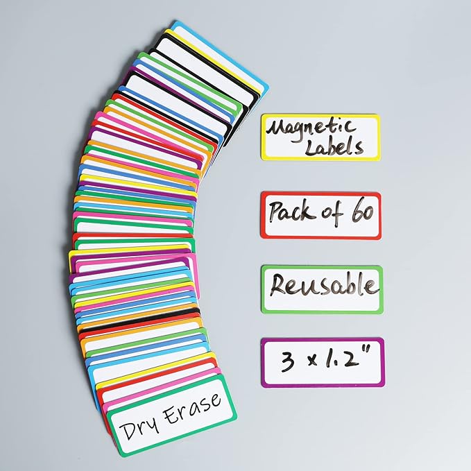 60 Dry Erase Magnetic Labels: 3"x1.2" Blank Name Plates, Name Tags, Strips - Image 5