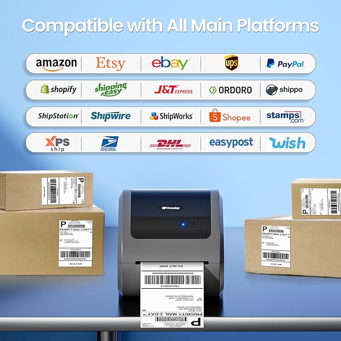 Bluetooth Thermal Label Printer 4x6 - D520BT Thermal Shipping Label Printer for Small Business, Wireless Label Printer with Built-in Label Holder, Compatible with USPS, Shopify-DeskLoop Office