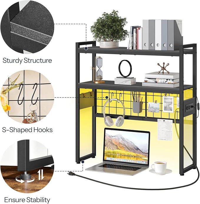 HOOBRO Desktop Bookcase, 2-Tier Office Desktop Organizer, 29.9" Wooden Storage - Image 5